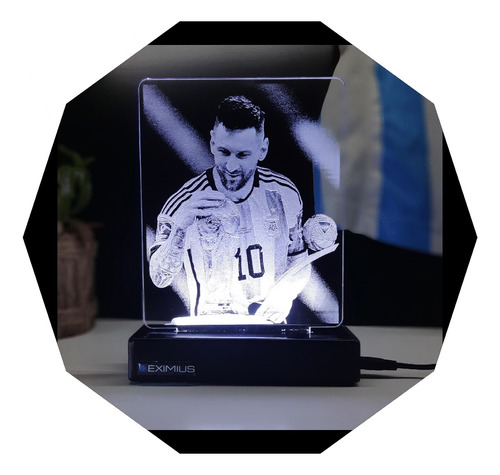Lámpara Led Foto Leo Messi Regalo Argentina Campeón Mundial