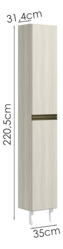 Paneleiro 2 Portas 221x35cm Mdf Kali 12228 Nicioli Bianco To
