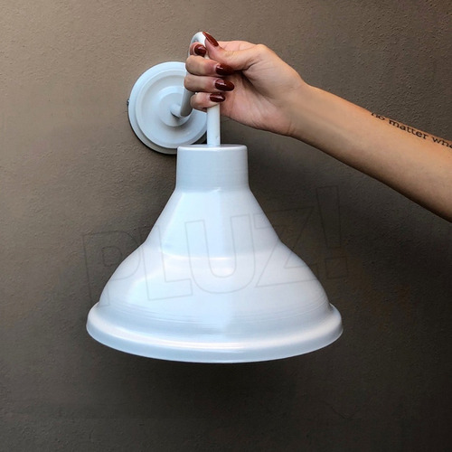 Aplique Galponera Embudo 1 Luz Chapa Industrial Hierro Blanc