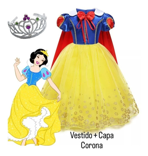 Disfraz Blancanieves De Niña. Incluye Corona