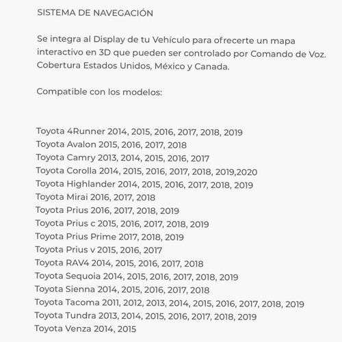 Imagen 2 de 6 de Tarjeta De Navegacion Gps Toyota Micro Sd Cualquier Modelo