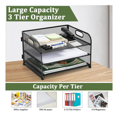 Organizador De Papel De 3 Niveles Azfunn Para Escritorio, De