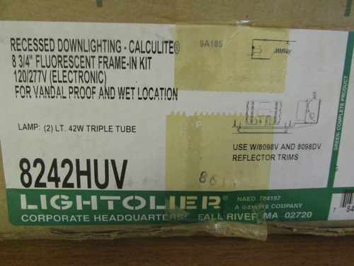 Nib. Lightolier Recessed Downlighting 8 3/4 , 120/277v, Ca