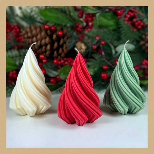 Molde De Silicona Arbol O Cono En Espiral Chico Velas Resina