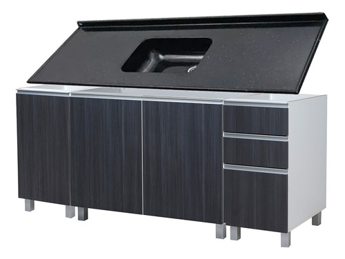 Cocina Bajo 180 Cm Potenza + Mesada Marmol Sintetico Durafort + Alacena