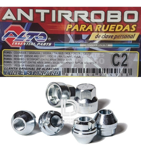 Tuercas Bulones Antirrobo Ford Ecosport Kinetic 13+ Aleacion