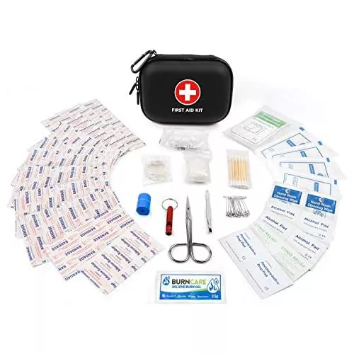 General Medi Mini kit de primeros auxilios, kit de primeros auxilios  pequeño de 110 piezas, incluye manta de papel de aluminio, tijeras para  viajes