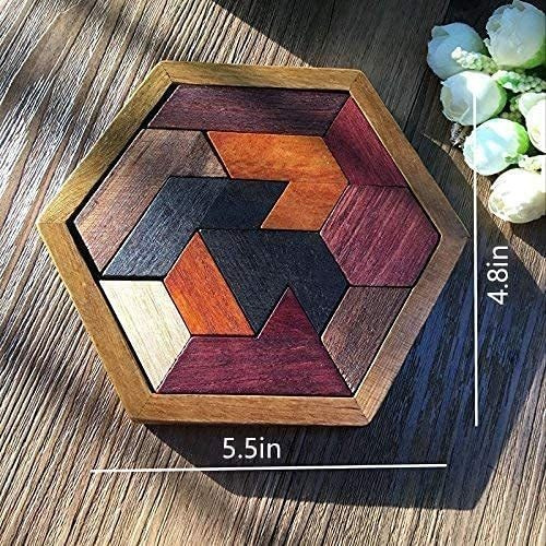 Kingzhuo Hexagon Tangram Puzzle Rompecabezas De Madera Para