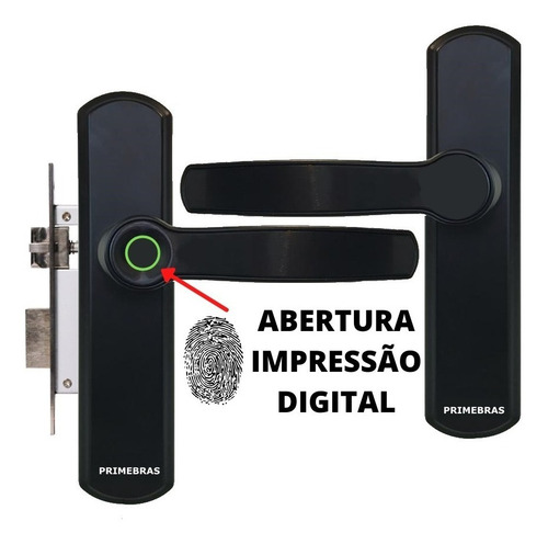 Imagem 1 de 6 de Fechadura Digital Biometrica Trava Primebras Reversível Luxo