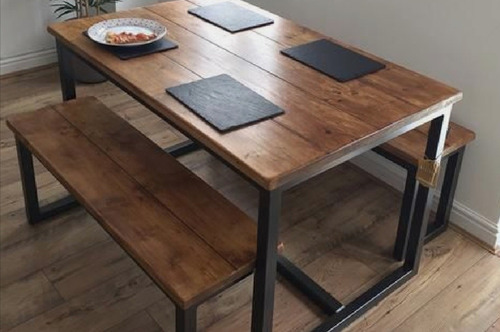 Mesa Comedor En Hierro Y Madera 