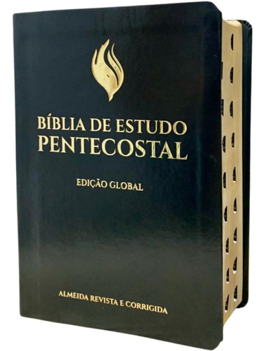 Bíblia De Estudo Pentecostal Edição Global Letras Grandes Com Palavras De Jesus Em Vermelho Capa Luxo Preta Com Índice Lateral