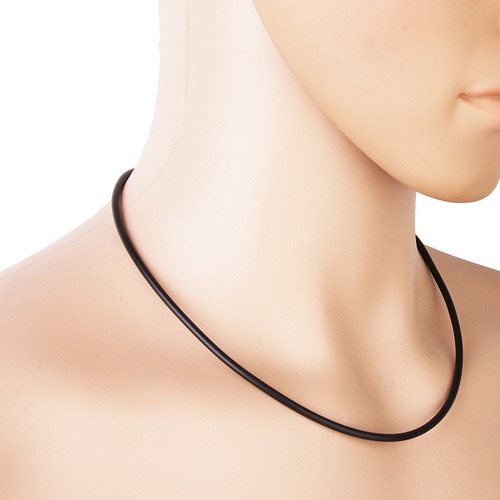 3pcs 3mm Cordón De Caucho Negro Gargantilla Collar Cadena