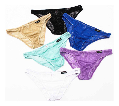 Bragas E Para Hombre, Calzoncillos De Encaje De Cintura Baja