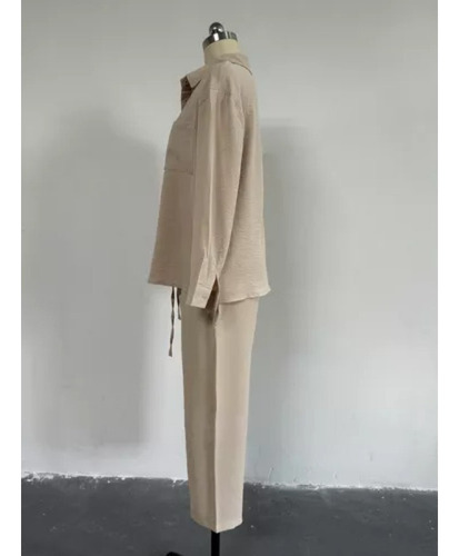 Conjunto Piezas Con Pantalones Harén Y Camisa Informal Mujer