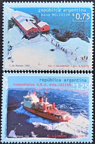 Argentina Barcos, Serie Gj 2802-3 Antártida 1996 Mint L19056