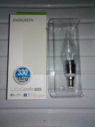 Foco Vela Led 3.5w=25w Clara 220v 6500k Base E14 Evergreen