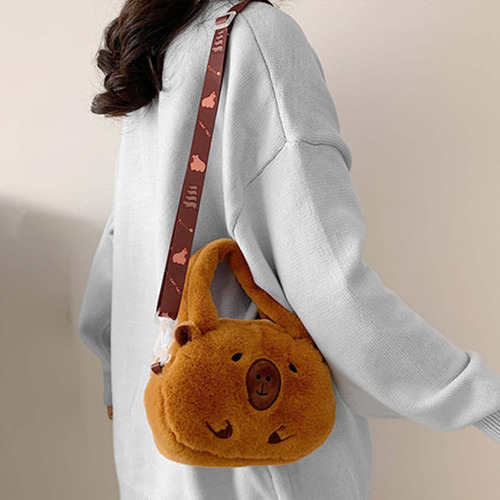 1 Bolso Bandolera De Felpa Con Forma De Capibara Para Mujer