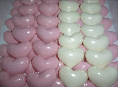 Jabones Corazón De 3cm Solo Color Rosa Y Blanco 60 Unidades