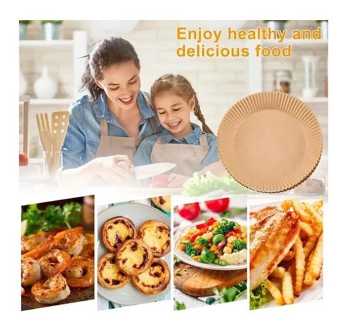Imagem 2 de 6 de 100pcs Air Fryer Forro De Papel 16cm Antiaderente Mat