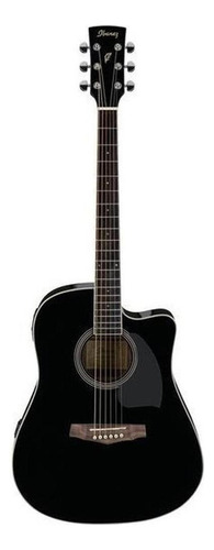 Guitarra acústica Ibanez PF15ECE para diestros black high gloss brillante