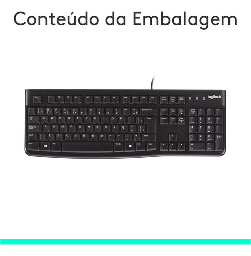 Teclado Com Fio Usb Logitech K120 Com Layout Abnt2