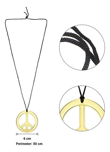 Juego De Pelucas Disco Gafas De Sol Y Collar Hippie Hombre C