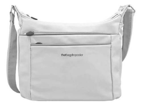 Cartera Bolso Grande That Bag 640 Liviana Jsbags Beige Con Gris Liso Níquel Al Tono