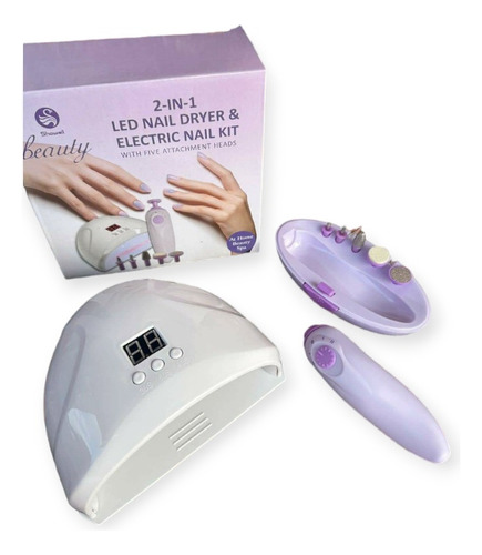 Kit De Lámpara Luz Led Y Torno Pulidor De Uñas Para Manicure