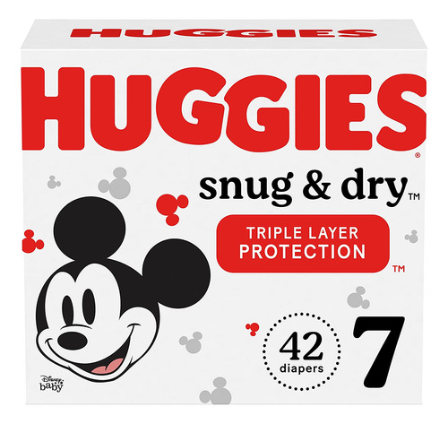 Pañales Para Bebés, Tamaño 7 (41 Libras), 42 Ct, Huggies Snu