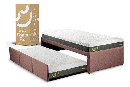 Pack 2 Colchones Individuales Roomi Smile + Bajo Cama Color Rosa