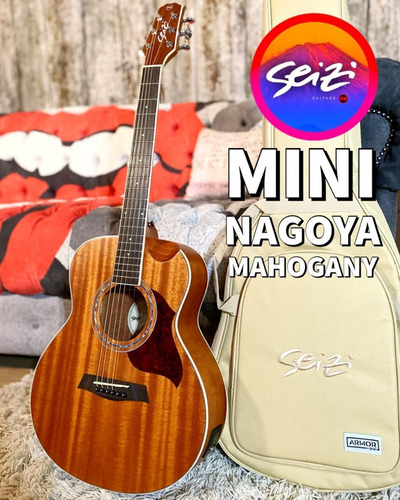 Imagem 2 de 3 de Violão Seizi Mini Nagoya Half Cutaway Mahogany Satin Com Bag