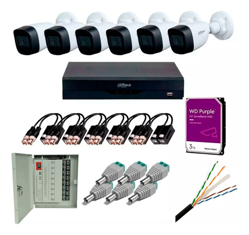 Kit Dvr 8ch 5mp + 6 Camaras 5mp Microfono + 3tb + Utp + Fuen