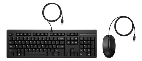 Combo Teclado Y Mouse Optico Hp 225 Con Cable Usb-a Mouse Negro Teclado Negro