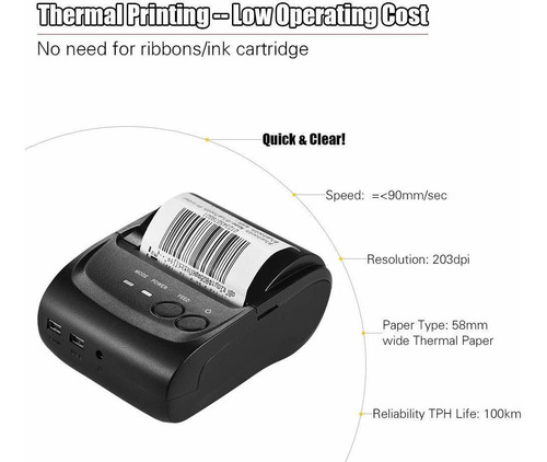 Imagen 2 de 5 de Mini Pos-5802ln Impresora Térmica Receipt Ticket En Bt