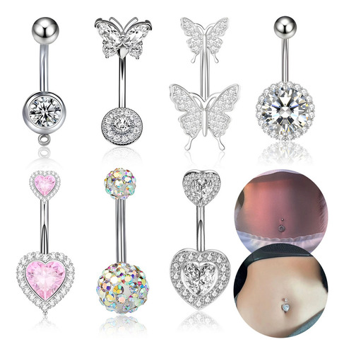 7pcs Piercing Para Ombligo Amargo De 10 Mm Acero Inoxidable