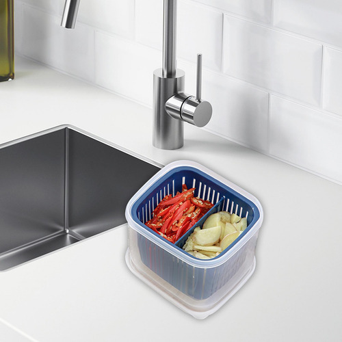 Organizador De Alimentos Para Refrigerador Con Tapa Azul