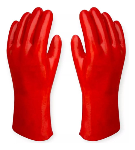 Guante Pvc Rojo 30cm Certificado Sintetico 1.5mm Espesor