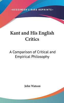 Libro Kant And His English Critics: A Comparison Of Criti...