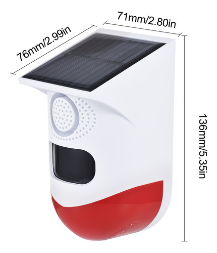 Alarma Solar Sensor Movimiento 120db Ip65 Acústico-óptica