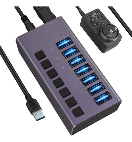 Hub Usb 3.0 -7 Puertos Alimentados Usb Hub 36w Usb De Carga