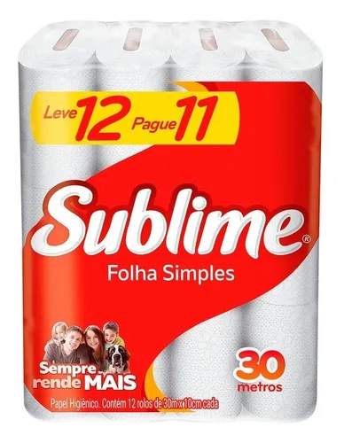 Papel Higienico Folha Simples Sublime L12p11 Rolos
