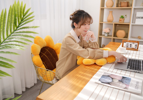 Para Almohada Decorativa Felpa Con Forma Girasol 50cm