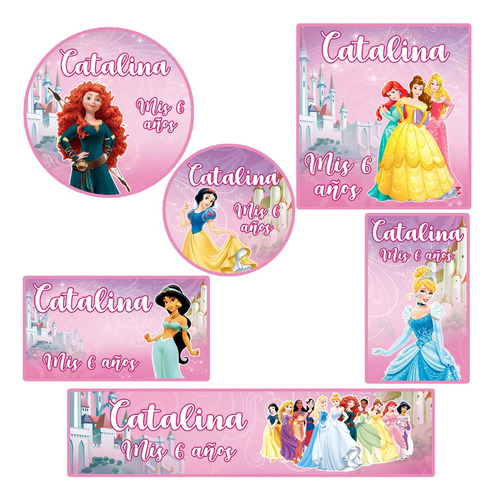 Kit 252 Stickers Princesas Disney Candy Bar Etiquetas