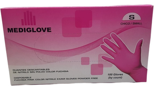 Imagen 2 de 8 de Guantes De Nitrilo Rosa Sin Polvo -(1x100un) Mediglove