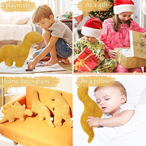 I Paquete 3 Almohadas Peluche Con Nuggets Pollo Y Dinosaurio
