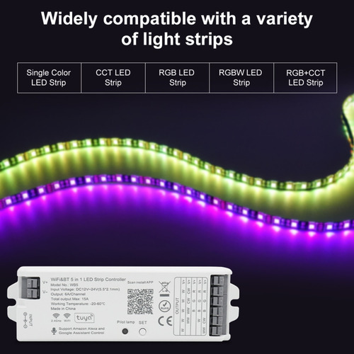 Regulador Led Inteligente 5 En 1 Zigbee/wifi Alexa/google