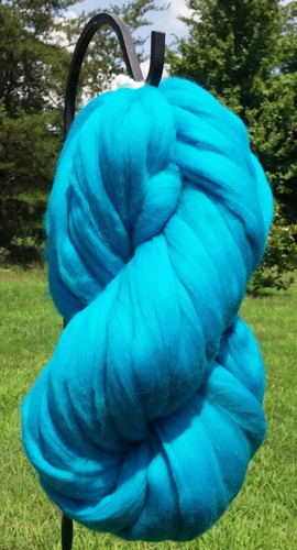 Teal Azul Lana Parte Superior Roving Fibra Hilado Fieltro Ee