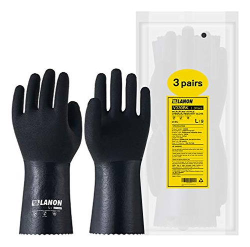 3 Pares De Guantes Resistentes A Los Químicos De Nitrilo