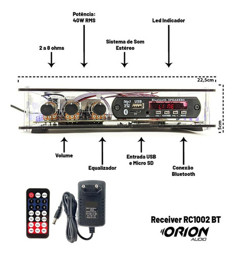 Kit Som Ambiente Receiver Bluetooth Usb +6 Arandelas Brancas