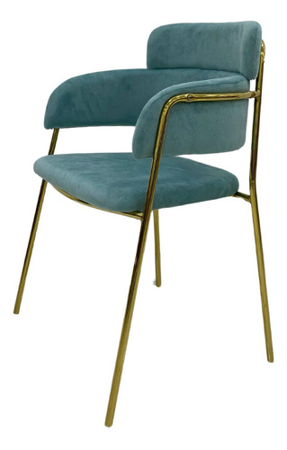 Silla Comedor Starway Zen Ecocuero Bar Premium Turquesa X2 Estructura De La Silla Dorado Diseño De La Tela Tela Pana
